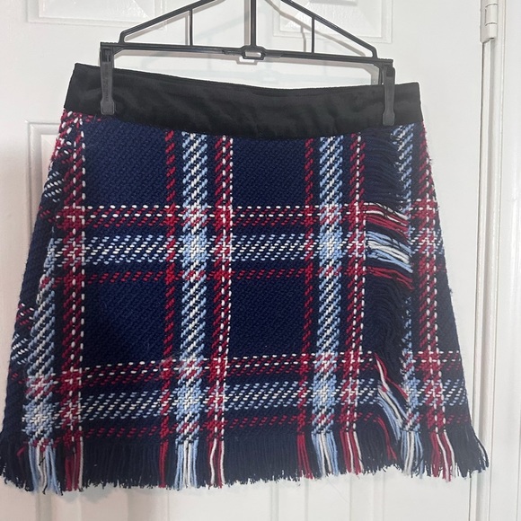 J.O.A. Fringed Mini Skirt in Navy Plaid - Picture 5 of 7
